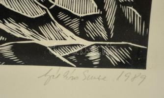 Olvashatatlan jelzéssel: Bálványosrét romjai. Linó, papír, jelzett, 42×29 cm