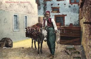 Herzegovinischer Holzhändler, Verlag Pacher & Kisic / Hercegovinai folklór, fakereskedő szamárral / Herzegovinian folklore, wood retailer with donkey (EK)