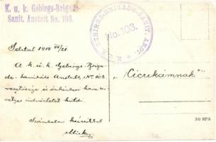 1915 Selztal, kártyázó és italozó K.u.K. hegyiüteg katonák / WWI Austro-Hungarian Imperial mountain ...