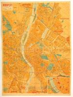 cca 1930-1940 Budapest térképe, közlekedési vonalakkal, hátoldalon utcajegyzékkel, kiadja a Közlekedési Nyomda Kft., 69x50 cm