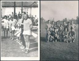 Futballcsapatok különböző korszakokból, 4 db fotó, 9x14 cm