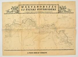 1938 Magyarország új határvidéke 1-2., Pesti Hírlap, a hajtások mentén ragasztásnyomokkal, kis szakadásokkal, 41×58 cm