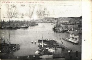 Genova, Genoa; Panorama dallHotel de la Ville / port (EK)