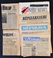 1987-1990 Vegyes újság tétel, 9 db, többségében a rendszerváltás idejéből (Magyar Nemzet, Népszabadság, Népszava, Magyar Narancs, Pest Megyei Hírlap.)