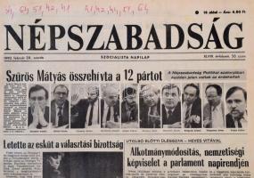 1987-1990 Vegyes újság tétel, 9 db, többségében a rendszerváltás idejéből (Magyar Nemzet, Népszabads...