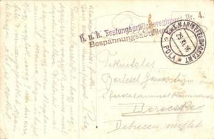 1916 Pola, K.u.K. lovaskatonák csoportképe / WWI Austro-Hungarian cavalrymen, 'K.u.K. Festungsa...