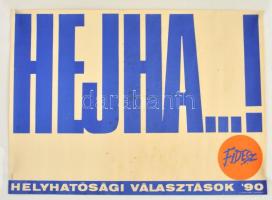 1990 Kemény György (1936-): Fidesz választási plakátja a helyhatósági választásokon, kissé foltos, 49,5x69 cm