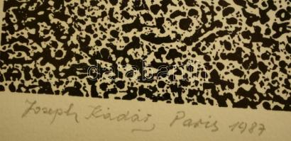 Kádár József (1936- ): Hommage a Le Corbusier 1987, linó, papír, jelzett, számozott (1/15), üvegezet...