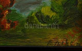 Illés jelzéssel: Tanya, olaj, fa, keretben, 9,5×16,5 cm