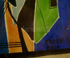 Kádár jelzéssel: Hölgyek, akvarell, papír, üvegezett fa keretben, 21×10,5 cm