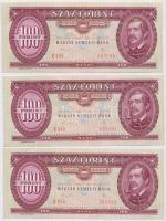 1989. 100Ft (3x) sroszámkövetők T:I- törés nélküli hajtás