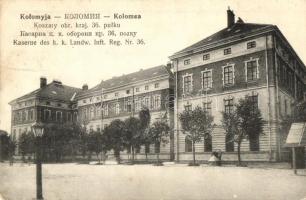 Kolomyja, Kolomea; Koszary obr. kraj. 36. pulku / Kaserne des k. k. Landw. Inft. Reg. Nr. 36. / Austro-Hungarian infantry regiment military barracks (Rb)