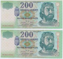 1998. 200Ft (2x) "FB" sorszámkövetők T:I