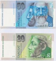 Szlovákia 1993. augusztus 1. 50K + 2001. 20K T:I Slovakia 1993.08.01. 50 Korun + 2001. 20 Korun C:UNC