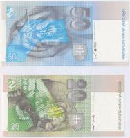 Szlovákia 1993. augusztus 1. 50K + 2001. 20K T:I
Slovakia 1993.08.01. 50 Korun + 2001. 20 Korun C:U...