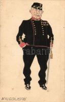 6 db RÉGI katonai motívumlap, K.u.K. tábori karikatúrák, köztük 1 fotó / 6 pre-1945 military motive ...