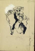 15 db rajz, karikatúra, grafika különböző művészektől egyedi technika (majdnem mindegyik szignált) S...