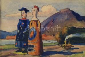 15 db rajz, karikatúra, grafika különböző művészektől egyedi technika (majdnem mindegyik szignált) S...