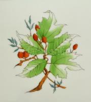 Herendi csipkebogyó mintás tál ( 2 db), kézzel festett, jelzett, hibátlan, 36×27 cm, 38×28 cm