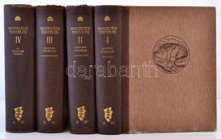 Bartucz Lajos et al.: Magyar föld, magyar faj. 1-4. köt. Bp., [1938-1939], Királyi Magyar Egyetemi Nyomda. Az egyik kötetben Éry Emil (1893-1976) cserkészszövetségi ügyvezető elnök, későbbi gimnáziumi tanár Vanek József (1886-1944) tervezte ex librisével. Kicsit kopott félbőr kötésben, egyébként jó állapotban.