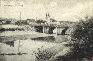 Ipolyság, Sahy; folyópart híddal / river bank with bridge (EK)