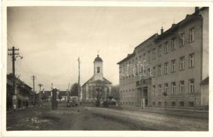 Vágsellye, Sala n. Váhom; utcakép, Járási Hivatal, templom / Okresny úrad / county hall, street, church