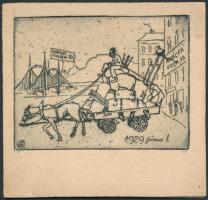 Bajor Ágost (1892-1958): 2 db rézkarc, papír, jelzett a karcon, 10x12 és 7x6 cm