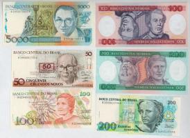 Brazília 1984-1990. 6xklf bankjegy T:I Brasilia 1984-1990. 6xdiff banknotes C:UNC