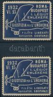 1932 2 db Giustizia per L'Ungheria levélzáró