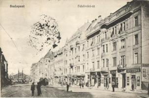 Budapest XI. Fehérvári út, húscsarnok, fodrászat, kávémérés, villamos (EK)