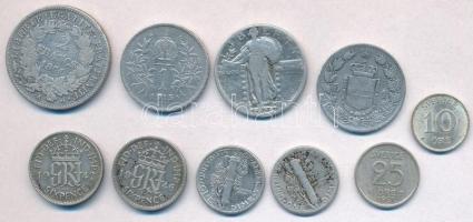 10db-os vegyes külföldi ezüstpénz tétel, közte Amerikai Egyesült Államok 1926. 1/4$ Ag "Standin...