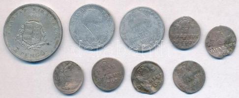 9db-os vegyes magyar ezüstpénz tétel, közte 6db Duarius; 1870GYF 20kr Ag "Váltó Pénz"; 193...