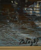 Patay László (1931- 2002): Hajnal a Dunán. Olaj, farost, jelzett, keretben, 30×40 cm