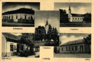 Csököly, szövetkezet, községháza, templomok, iskola (EK)