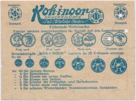 Prága 1922. "Koh-i-noor" gombgyár kupon, lyukasztott T:III
Prague 1922. "Koh-i-noor&...