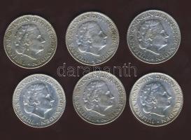 Hollandia 1955-66. 1G Ag (6x) klf évszámokkal T:2,2/3