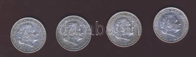Hollandia 1955+1956. 1G Ag (4x) 2 klf évszámmal T:2,2/3