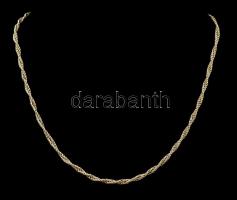 Ezüst(Ag) csavart, fonott nyaklánc, jelzett, h: 40 cm, nettó: 7,4 g