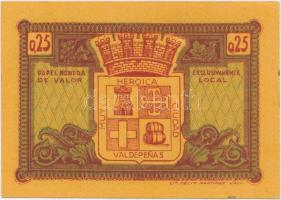 Spanyolország / Ciudad Real / Valdepenas ~1930-1940. 25c szükségpénz T:I,I-
Spain / Ciudad Real / V...