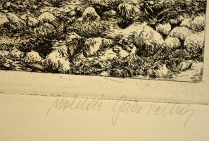 Molnár Gabriella (1940-): Munka a közös gazdaságban. Rézkarc, papír, jelzett, 29×39 cm