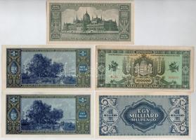 Vegyes 9db-os pengő tétel benne: 1944. "A Vöröshadsereg Parancsnoksága" 100P (4x), 1945. 1...