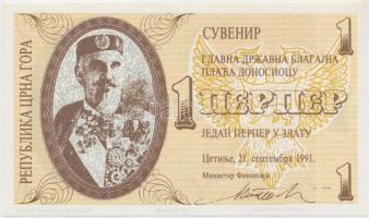 Montenegró 1991. 1P fantázia bankjegy T:I
Montenegro 1991. 1 Perper fantasy banknote C:UNC