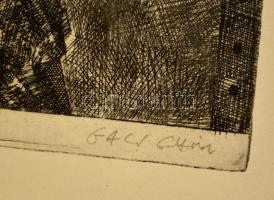 Gacs Gábor (1930-): Analfabéták oktatása. Rézkarc, papír, jelzett, 20×30 cm