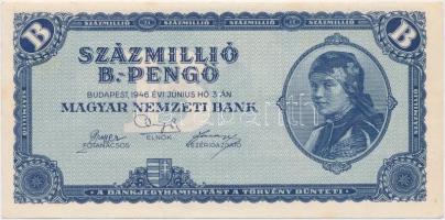 1946. 100.000.000BP elcsúszott hátlapi nyomat T:I