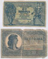 1918. 25K (2x) + 1919. 5K (2x) "MÁS TÖRVÉNYES..." + 1919. 10K T:III-,IV