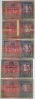 1914. 10K (5x) közte egy banki felülbélyegzéses T:III,III- egyik ragasztott