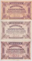 1946. 100.000AP sorszámozott, "5.970" rendelettel + 100.000AP fehér papíron, halvány alapnyomat, elcsúszott nyomat + 100.000AP elcsúszott nyomat, papírránc T:III