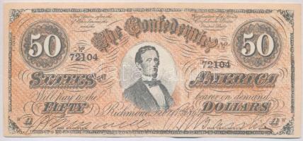 Amerikai Konföderációs Államok / Virginia / Richmond 1864. 50$ replika T:III The Confederate States of Amerika / Virginia / Richmond 1864. 50 Dollars replica C:F