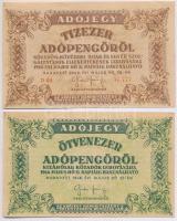 1946. 10.000AP sorszámozott, eltolódott nyomat, illesztőkeret látszik, "5.970" rendelettel + 50.000AP sorszám nélkül, eltolódott nyomat, illesztőkeret látszik T:III