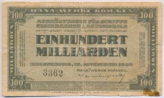 Németország / Weimar Köztársaság / Regensburg 1923. 100.000.000M T:III- Germany / Weimar Republic / Regensburg 1923. 100.000.000 Mark C:VG